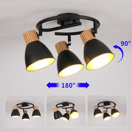Brilagi - Lámpara de focos ODENSE 3xE14/10W/230V madera/negro