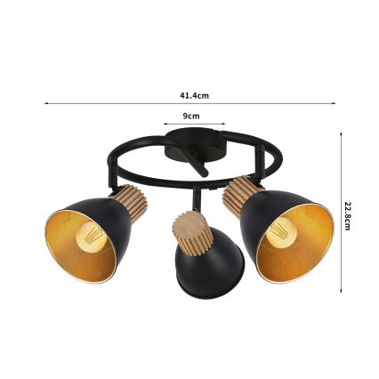 Brilagi - Lámpara de focos ODENSE 3xE14/10W/230V madera/negro