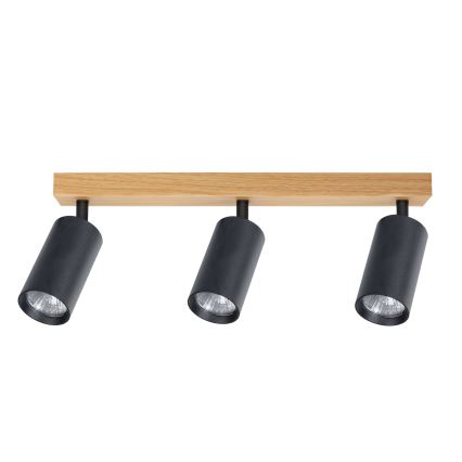 Brilagi - Lámpara de focos SELE 3xGU10/30W/230V negro con acabado en roble