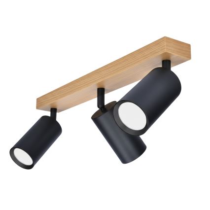 Brilagi - Lámpara de focos SELE 3xGU10/30W/230V negro con acabado en roble