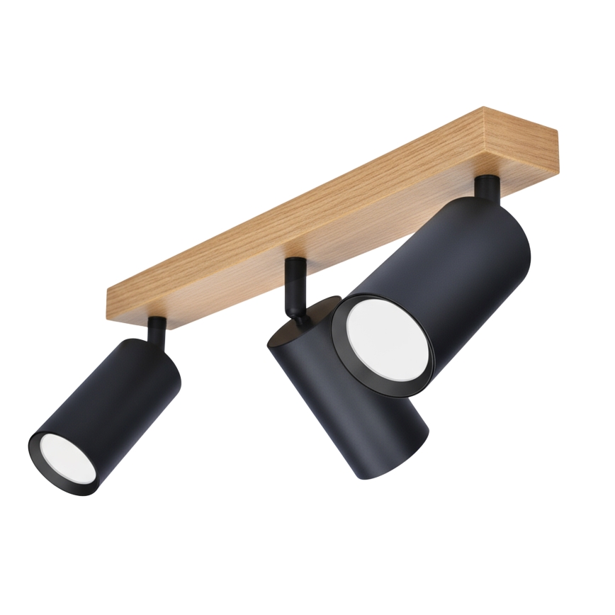 Brilagi - Lámpara de focos SELE 3xGU10/30W/230V negro con acabado en roble