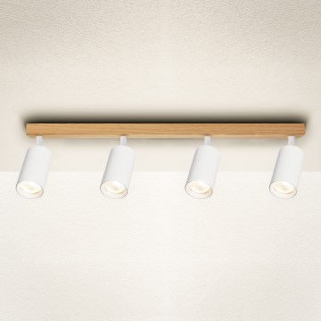 Brilagi - Lámpara de focos SELE 4xGU10/30W/230V blanca/decor de roble