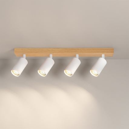 Brilagi - Lámpara de focos SELE 4xGU10/30W/230V blanca/decor de roble