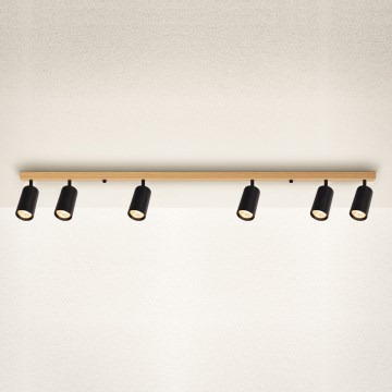 Brilagi - Lámpara de focos SELE 6xGU10/30W/230V negro/decoración roble