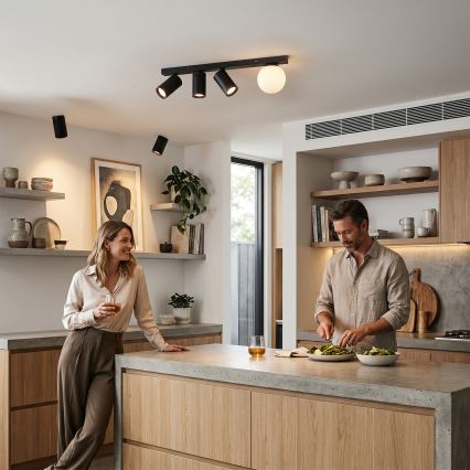 Brilagi - Lámpara de focos SELE BALL 3xGU10/30W/230V + 1xG9/10W negra