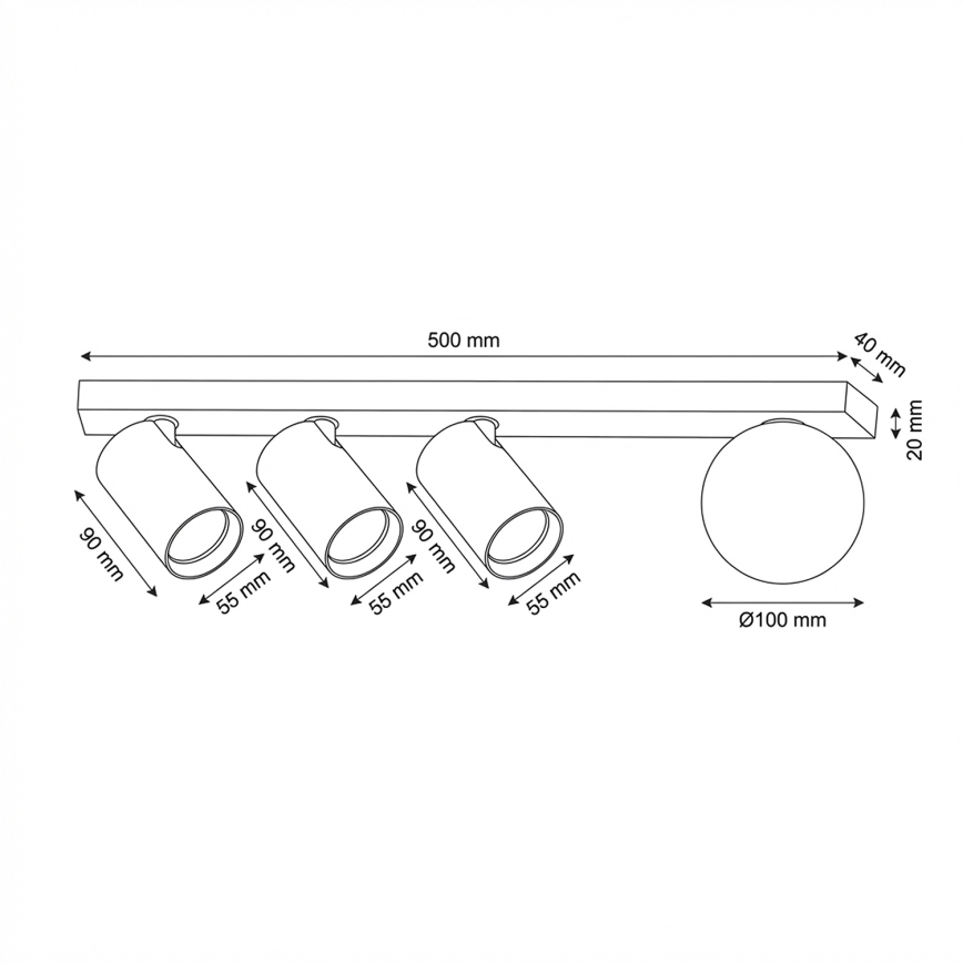 Brilagi - Lámpara de focos SELE BALL 3xGU10/30W/230V + 1xG9/10W negra