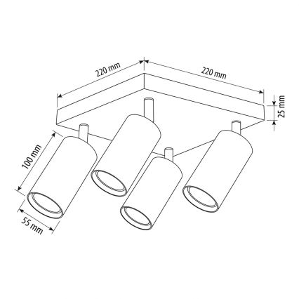Brilagi - Lámpara de focos SELE SQUARE 4xGU10/30W/230V blanca