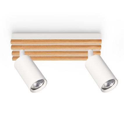 Brilagi - Lámpara de focos SELE WOOD 2xGU10/30W/230V blanco/madera