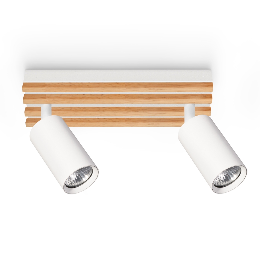Brilagi - Lámpara de focos SELE WOOD 2xGU10/30W/230V blanco/madera