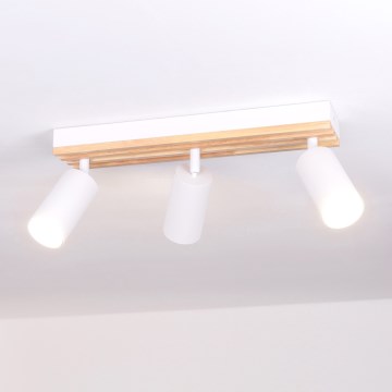 Brilagi - Lámpara de focos SELE WOOD 3xGU10/30W/230V blanco/madera