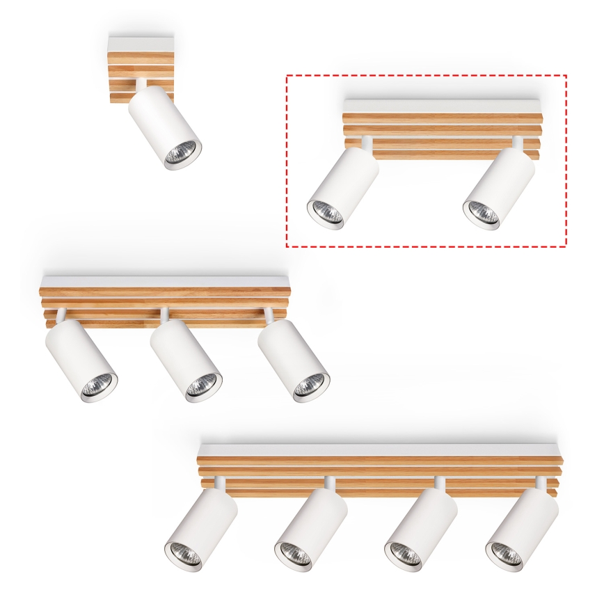 BRILAGI - Lámpara de focos SELE WOOD ACOUSTIC 2xGU10/30W/230V blanco/madera