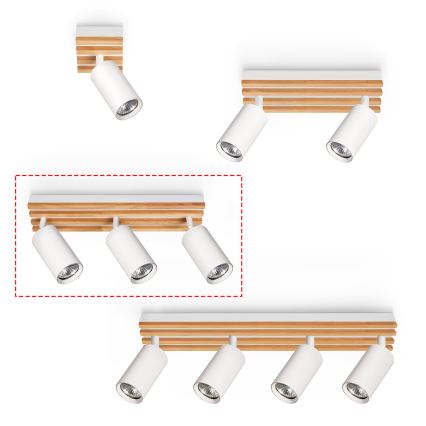 Brilagi - Lámpara de focos SELE WOOD ACOUSTIC 3xGU10/30W/230V blanco/madera