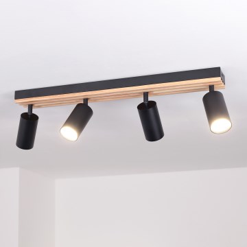 Brilagi - Lámpara de focos SELE WOOD ACOUSTIC 4xGU10/30W/230V negro/madera