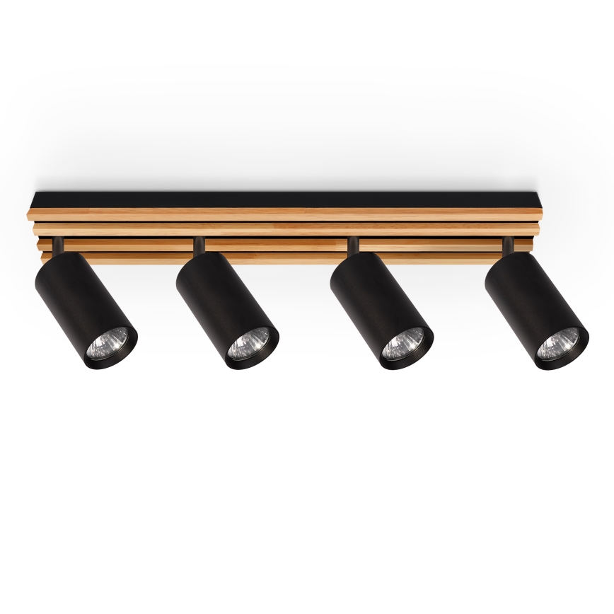Brilagi - Lámpara de focos SELE WOOD ACOUSTIC 4xGU10/30W/230V negro/madera
