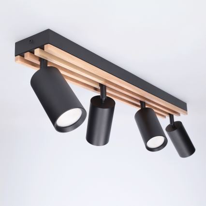 Brilagi - Lámpara de focos SELE WOOD ACOUSTIC 4xGU10/30W/230V negro/madera