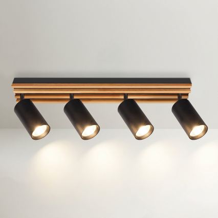 Brilagi - Lámpara de focos SELE WOOD ACOUSTIC 4xGU10/30W/230V negro/madera