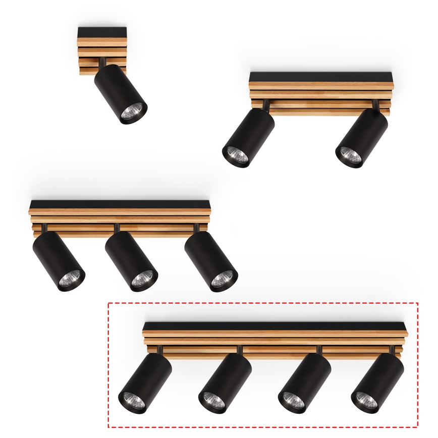 Brilagi - Lámpara de focos SELE WOOD ACOUSTIC 4xGU10/30W/230V negro/madera