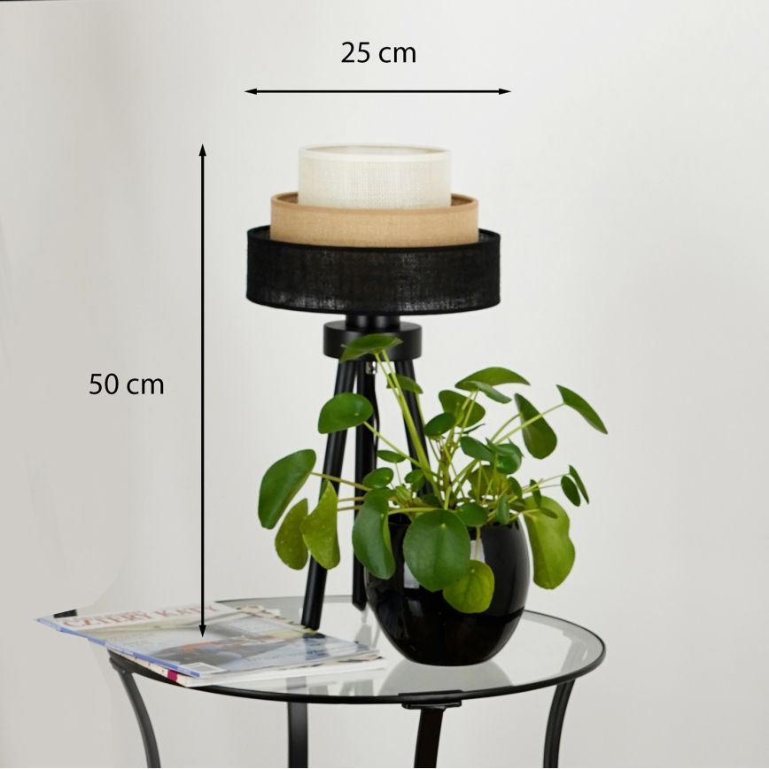 Brilagi - Lámpara de mesa ASPEN LUNETA 1xE27/15W/230V negro/beige/crema