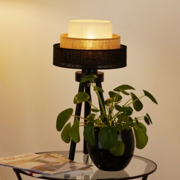 Brilagi - Lámpara de mesa ASPEN LUNETA 1xE27/15W/230V negro/beige/crema
