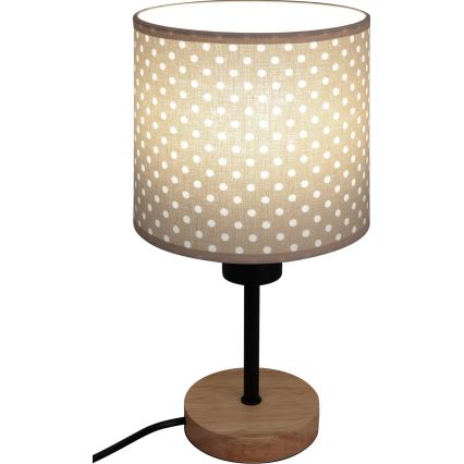 BRILAGI - Lámpara de mesa infantil BOBO WOOD 1xE27/25W/230V roble/negro/beige/lunares