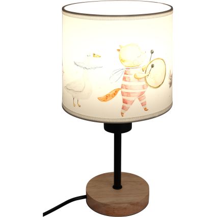BRILAGI - Lámpara de mesa infantil BOBO WOOD 1xE27/25W/230V roble/negro/blanco/motivos de animales
