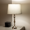 Brilagi - Lámpara de mesa CERIA 1xE27/60W/230V diámetro 30 cm cromo brillante/gris
