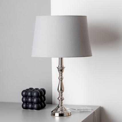 Brilagi - Lámpara de mesa CERIA 1xE27/60W/230V diámetro 30 cm cromo brillante/gris