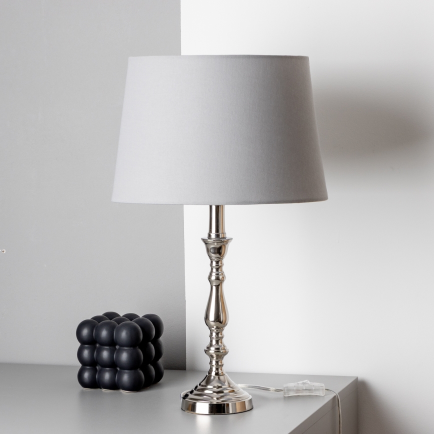 Brilagi - Lámpara de mesa CERIA 1xE27/60W/230V diámetro 30 cm cromo brillante/gris