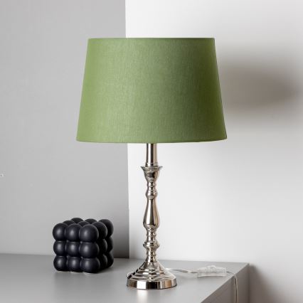 Brilagi - Lámpara de mesa CERIA 1xE27/60W/230V diámetro 30 cm cromo brillante/verde