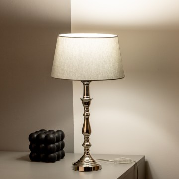 Brilagi - Lámpara de mesa CERIA 1xE27/60W/230V Ø 25 cm cromado brillante/gris
