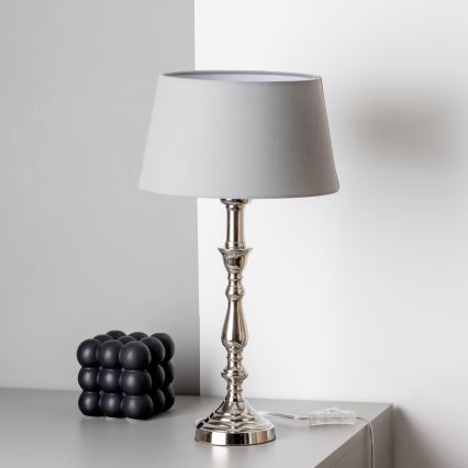 Brilagi - Lámpara de mesa CERIA 1xE27/60W/230V Ø 25 cm cromado brillante/gris