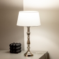 Brilagi - Lámpara de mesa CERIA 1xE27/60W/230V Ø 25 cm cromo brillante/blanco