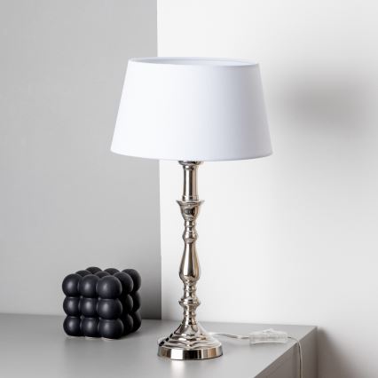 Brilagi - Lámpara de mesa CERIA 1xE27/60W/230V Ø 25 cm cromo brillante/blanco