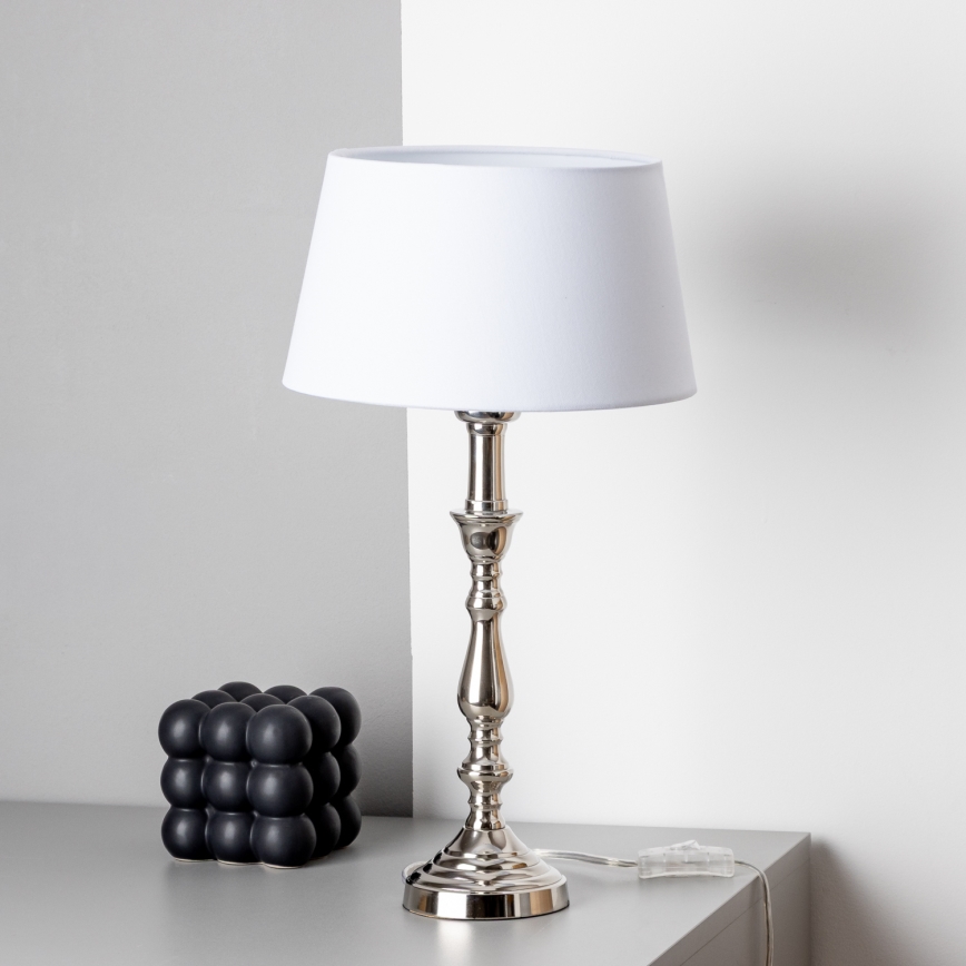 Brilagi - Lámpara de mesa CERIA 1xE27/60W/230V Ø 25 cm cromo brillante/blanco