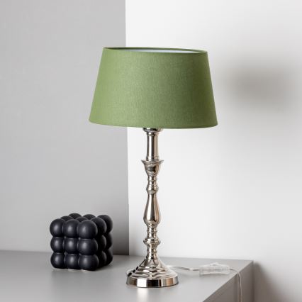 Brilagi - Lámpara de mesa CERIA 1xE27/60W/230V Ø 25 cm cromo brillante/verde