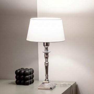 BRILAGI - Lámpara de mesa CERIA 1xE27/60W/230V Ø 25 cm plateado/blanco
