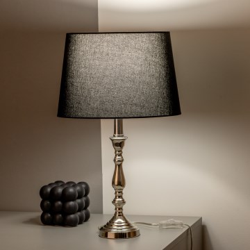 Brilagi - Lámpara de mesa CERIA 1xE27/60W/230V Ø 30 cm cromo brillante/negro