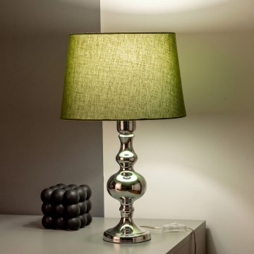 BRILAGI - Lámpara de mesa CERIA 1xE27/60W/230V Ø 30 cm cromo brillante/verde