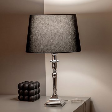 BRILAGI - Lámpara de mesa CERIA 1xE27/60W/230V Ø 30 cm plateada/negra