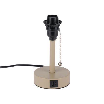 Brilagi - Lámpara de mesa con puerto USB TABLON 1xE27/25W/230V beige/blanco