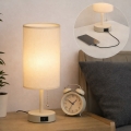 Brilagi - Lámpara de mesa con puerto USB TABLON 1xE27/25W/230V beige/crema