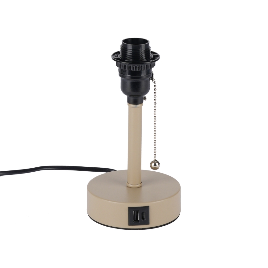 Brilagi - Lámpara de mesa con puerto USB TABLON 1xE27/25W/230V beige/crema