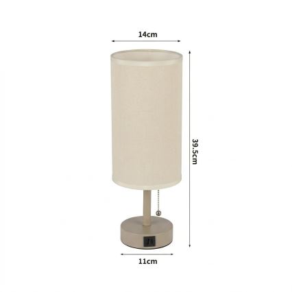 Brilagi - Lámpara de mesa con puerto USB TABLON 1xE27/25W/230V beige/crema