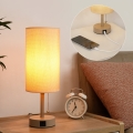 Brilagi - Lámpara de mesa con puerto USB TABLON 1xE27/25W/230V beige