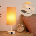 Brilagi - Lámpara de mesa con puerto USB TABLON 1xE27/25W/230V blanco/beige