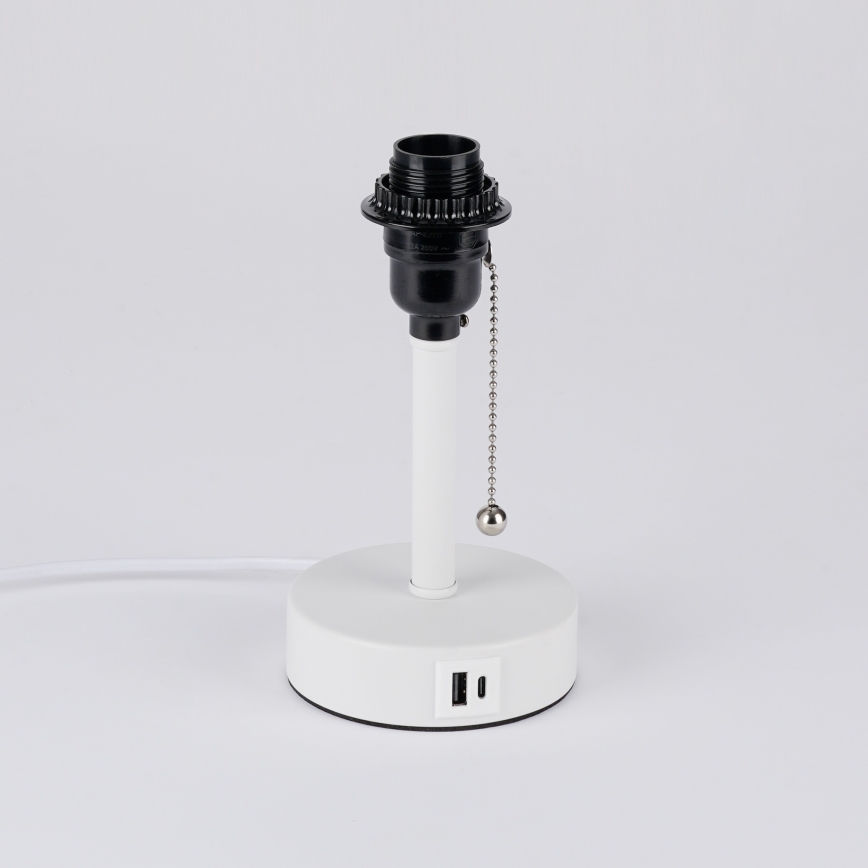 Brilagi - Lámpara de mesa con puerto USB TABLON 1xE27/25W/230V blanco/beige