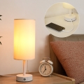 Brilagi - Lámpara de mesa con puerto USB TABLON 1xE27/25W/230V blanco/crema
