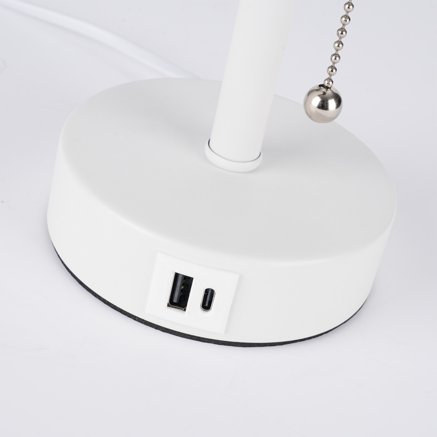 Brilagi - Lámpara de mesa con puerto USB TABLON 1xE27/25W/230V blanco/negro