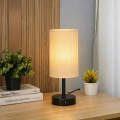 Brilagi - Lámpara de mesa con puerto USB TABLON 1xE27/25W/230V negra/beige