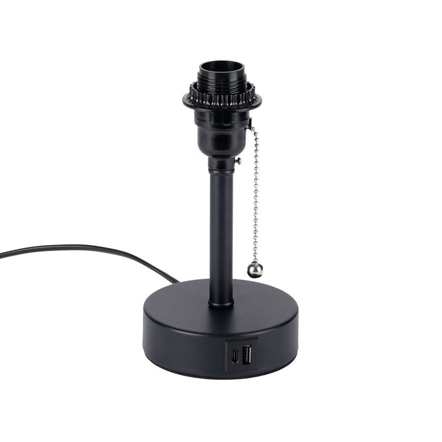 Brilagi - Lámpara de mesa con puerto USB TABLON 1xE27/25W/230V negra/beige